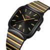 SKMEI 9361 Classic Minimal Square Watch -Black/Gold-Black