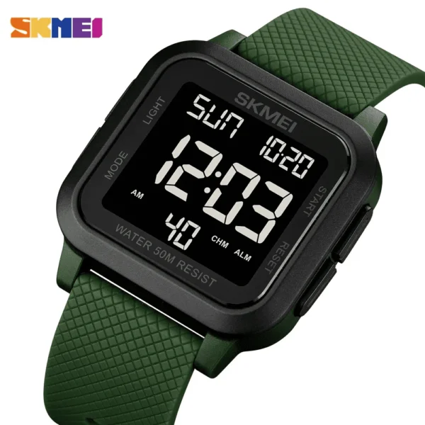SKMEI 1894 Classic Digital Square Watch - ArmyGreen/Black`