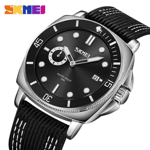 SKMEI 9328 Analog Quartz Nylon Strap Casual Watch - Black