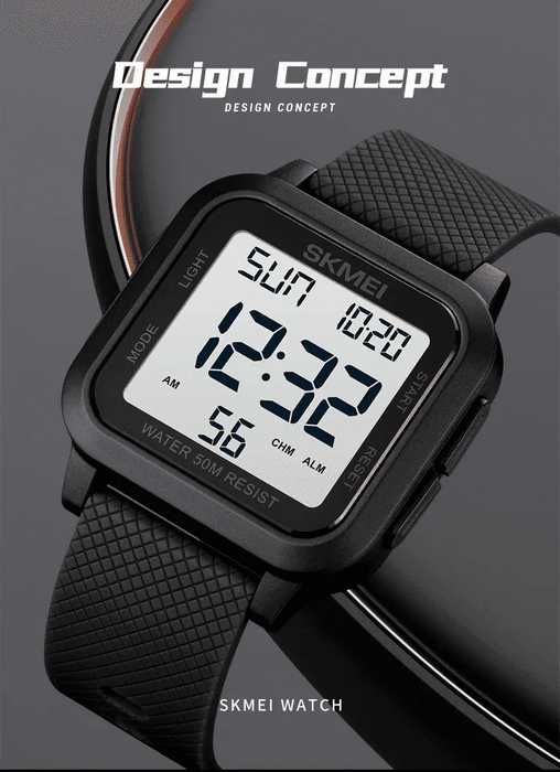 SKMEI 1894 Classic Digital Square Watch - Black/white