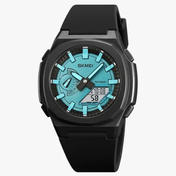 SKMEI 2091 Digital Analog World Time Watch - Black/LighBlue-White