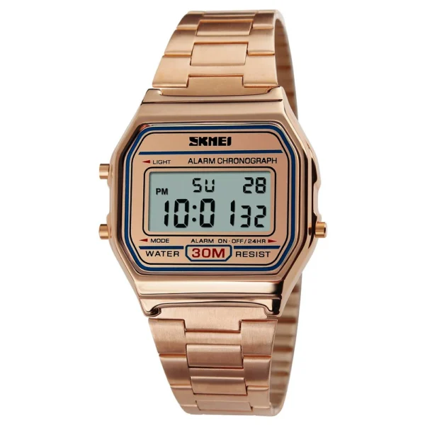 SKMEI 1123 Digital Classic Stainless Steel Watch - RoseGold