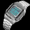 SKMEI 1381 Digital Dual Time Stainless Steel Watch - Silver