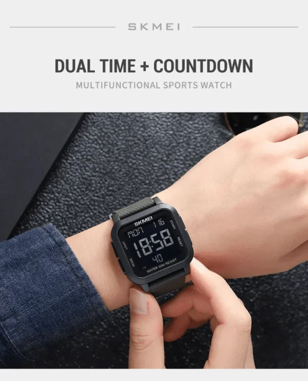 Classic Digital Square Watch - Black