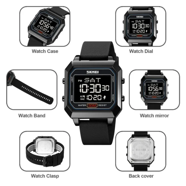 SKMEI 2150 Digital Electronic Sports Watch - black/black