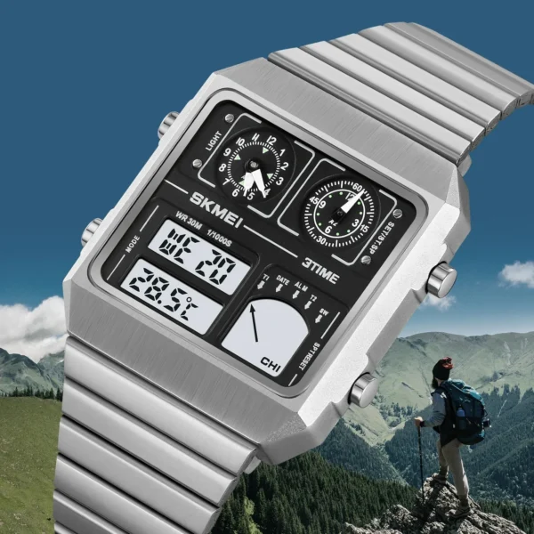 SKMEI 2198 Digital Thermometer Multifunctional Watch - Silver